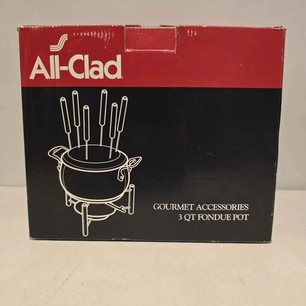All-Clad 3 qt fondue set with stand and fondue forks Incomplete